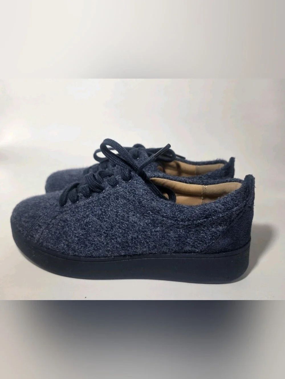 FitFlop Women’s Blue Wool Lace-Up Sneakers Size 5 | Cushioned Comfort Walking - Picture 3 of 6